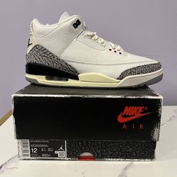 Jordan 3 Retro White Cement Reimagined- Size 12 BRAND MEW WITH BOX AND RECEIPT NIKE AIR JORDAN