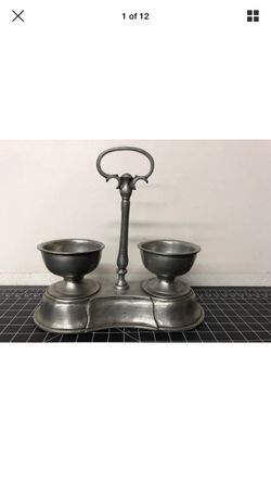 Vintage pewter salt and pepper bowl