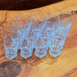 Set of 12 Hexagon Crystal Tumblers • Luxury Italian Style Glasses