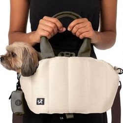 Sytopia Small Dog Carrier Purse, Portable Pet Carrier Tote Carrier with Pockets, Adjustable Safety Leash, Waterproof Dog Travel Bag, Cream Beige