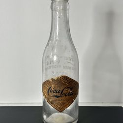 Antique Coca Cola Bottle With Original Paper Label *Extremely Rare Straight Side