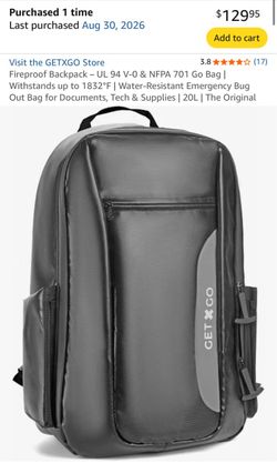 Fire resistant backpack