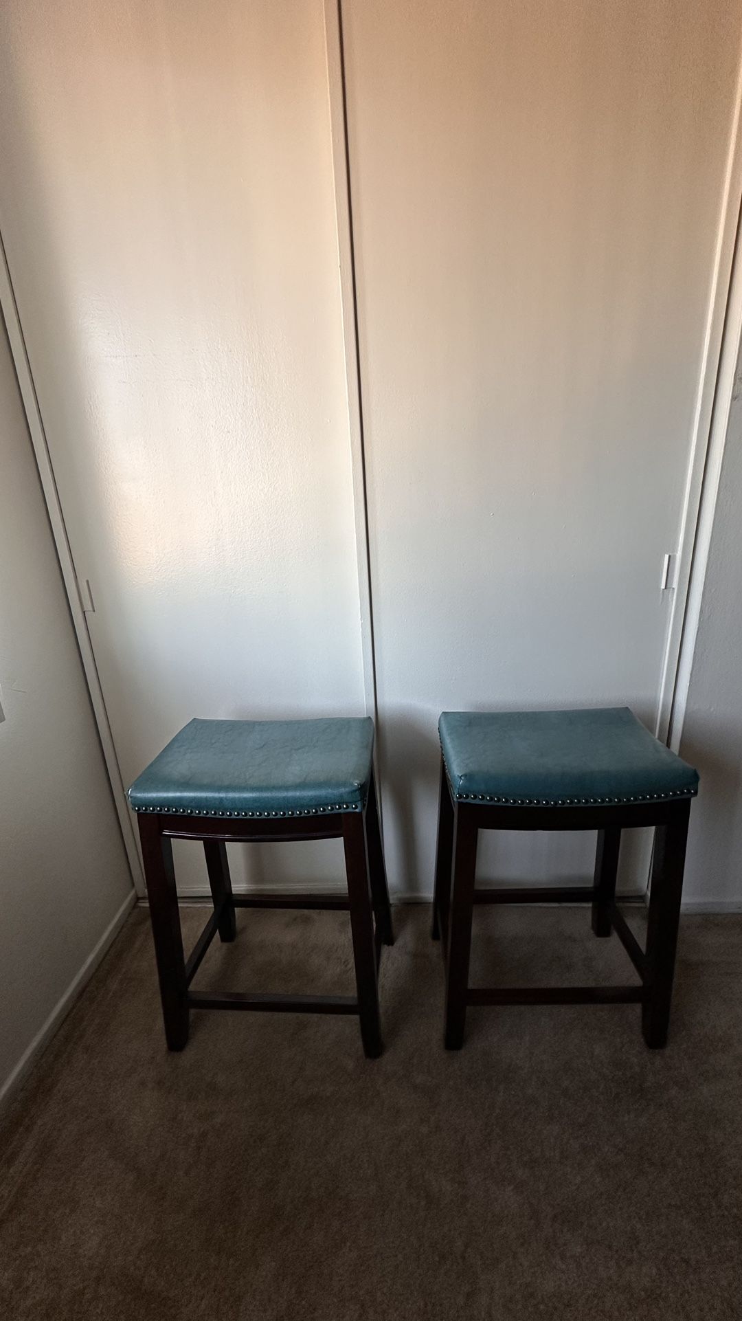 Used Set of Turquoise Bar Stools