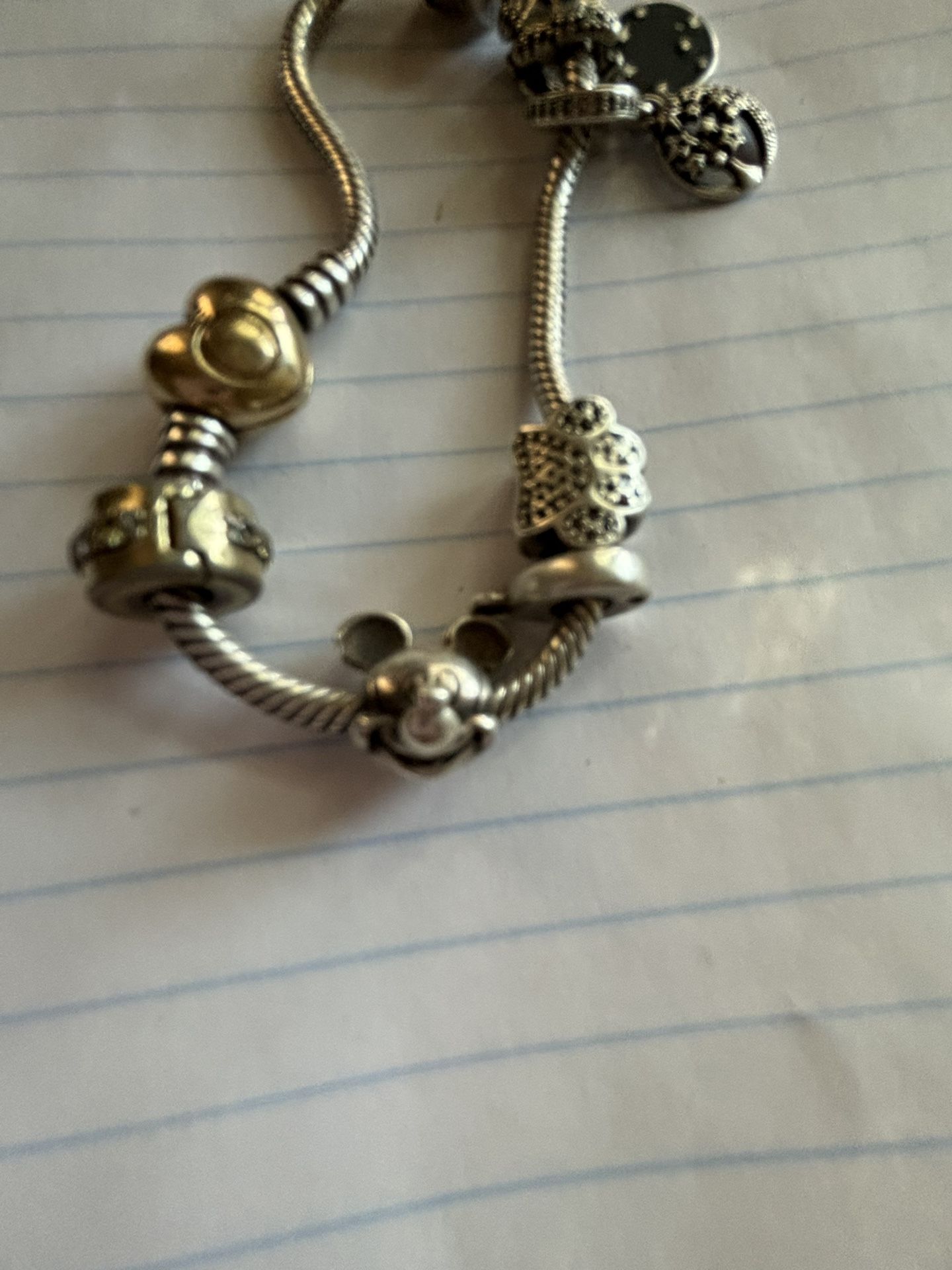 Authentic Pandora Charm Bracelet With Retired Mickey Mouse Face