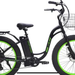 26” Big Cat Long Beach Cruiser Xl Fat Tire E-bike