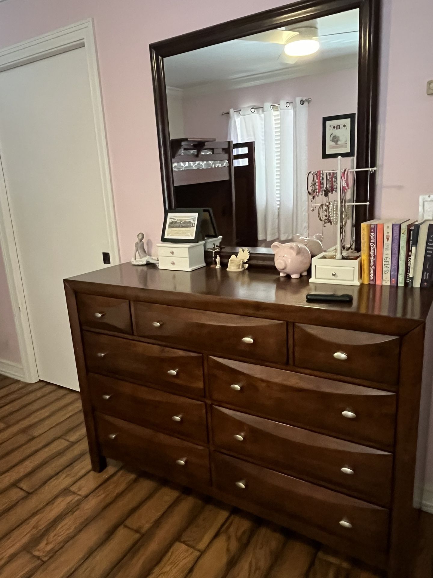 Dresser With Mirror- Cherry Wood