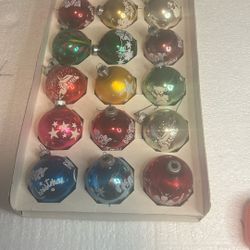 Vintage Glass Christmas bulbs with stencils and hand painted