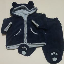 GAP Navy Blue Fleece Baby 2 Piece Winter Set 0-3M