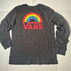 NWOT  Vans  LGBTQ Rainbow  Long Sleeve  T Shirt  Printed  Black Multicolor  Unisex  Size Medium