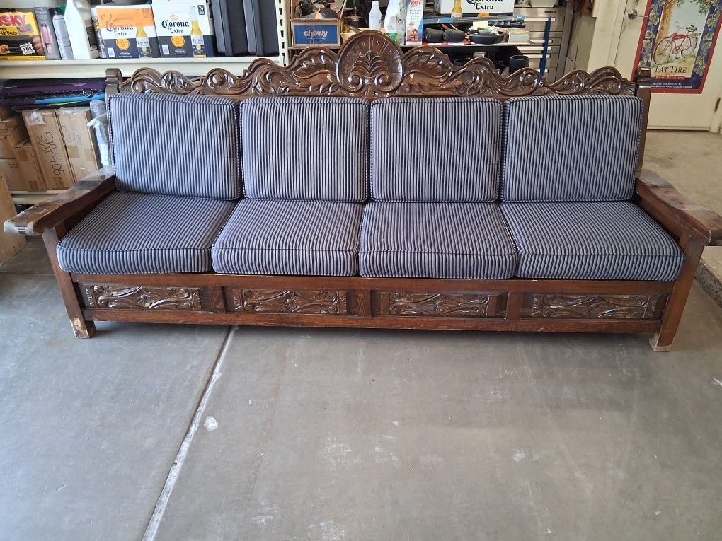 Beautiful mediterranean hand carved wood couch