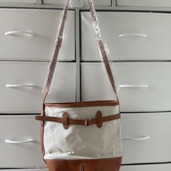 Loulu brown canvas  Tote Handbag Large Shoulder Bag Crossbody Brown NEW