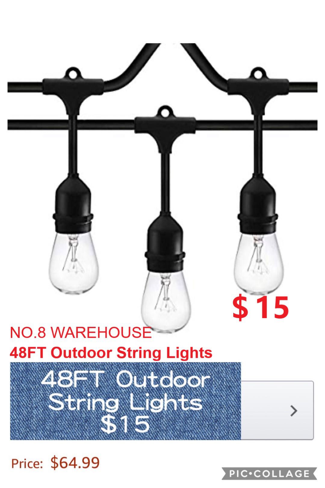 48FT Outdoor String Lights