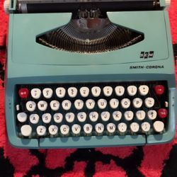 teal vintage typewriter