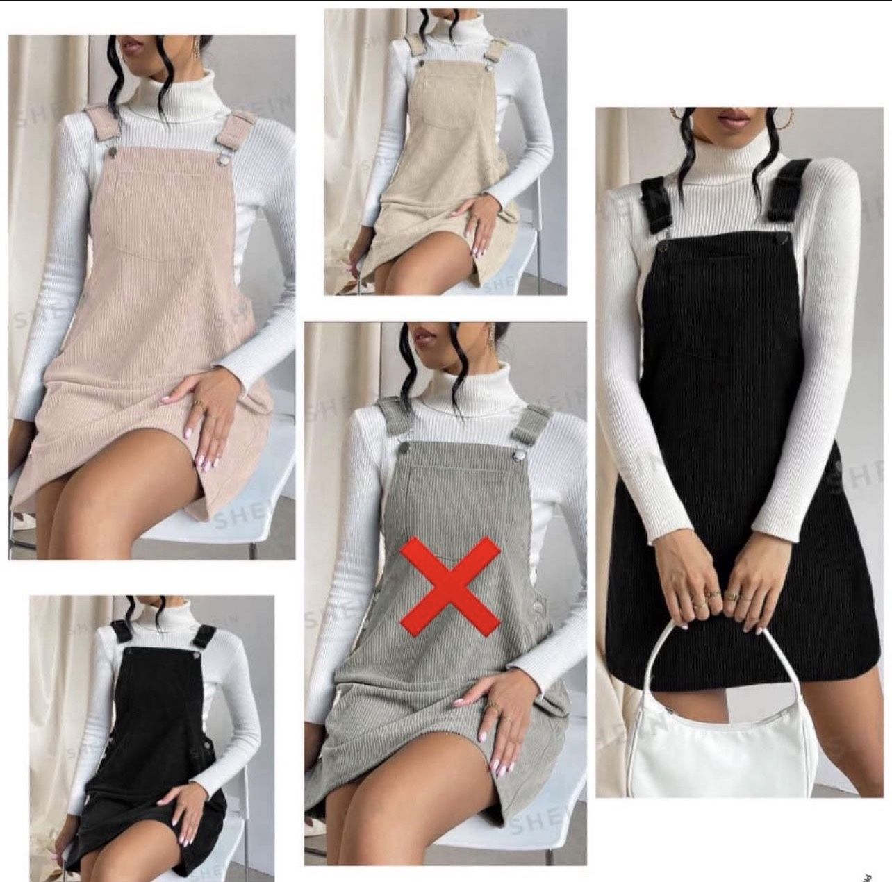 Woman’s Solid Pocket Overall Dress Without Sweater (SIZE L)