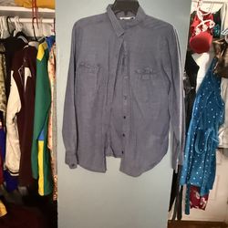LOFT Blue Button-Down Shirt – Size XL – Denim Look