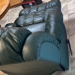 Green Leather recliner With 2 Massage Speed