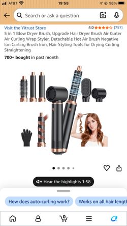 5 in 1 Blow Dryer Brush, Upgrade Hair Dryer Brush Air Curler Air Curling Wrap Styler