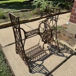 Vintage Singer Sewing Machine Cast Iron Base – Antique Treadle Stand