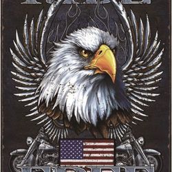 12x8 inch Legend Ride Free American Bald Eagle USA Flag Distress Look Metal Garage Tin Sign
