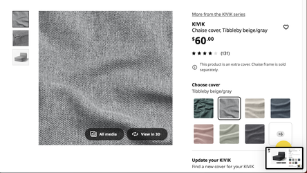 KIVIK Chaise Cover - Gray