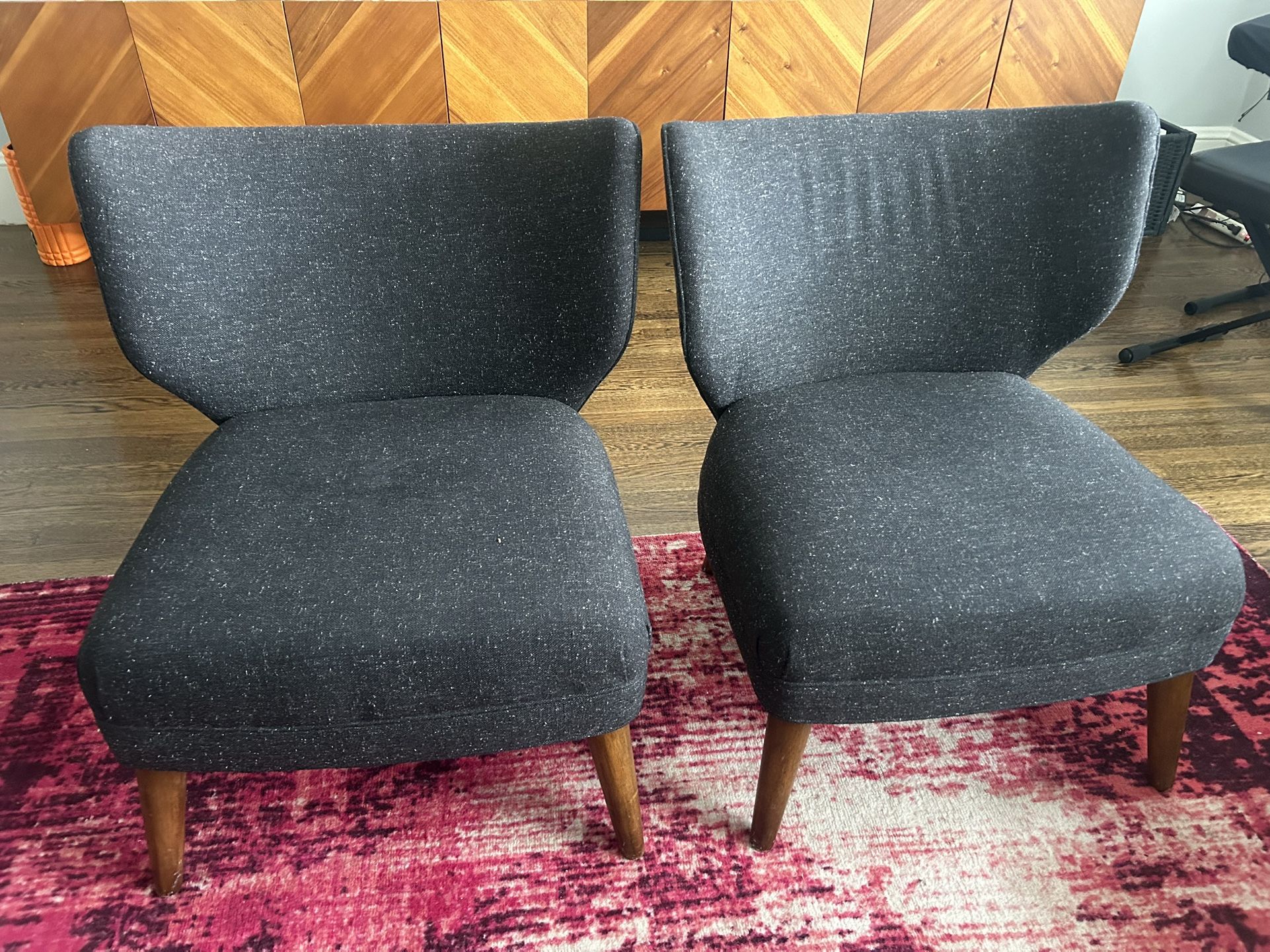 Two West Elm Retro Wingback Chairs
