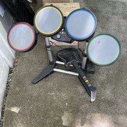 Xbox 360 Rock Band Drums With Pedal And Guitar 