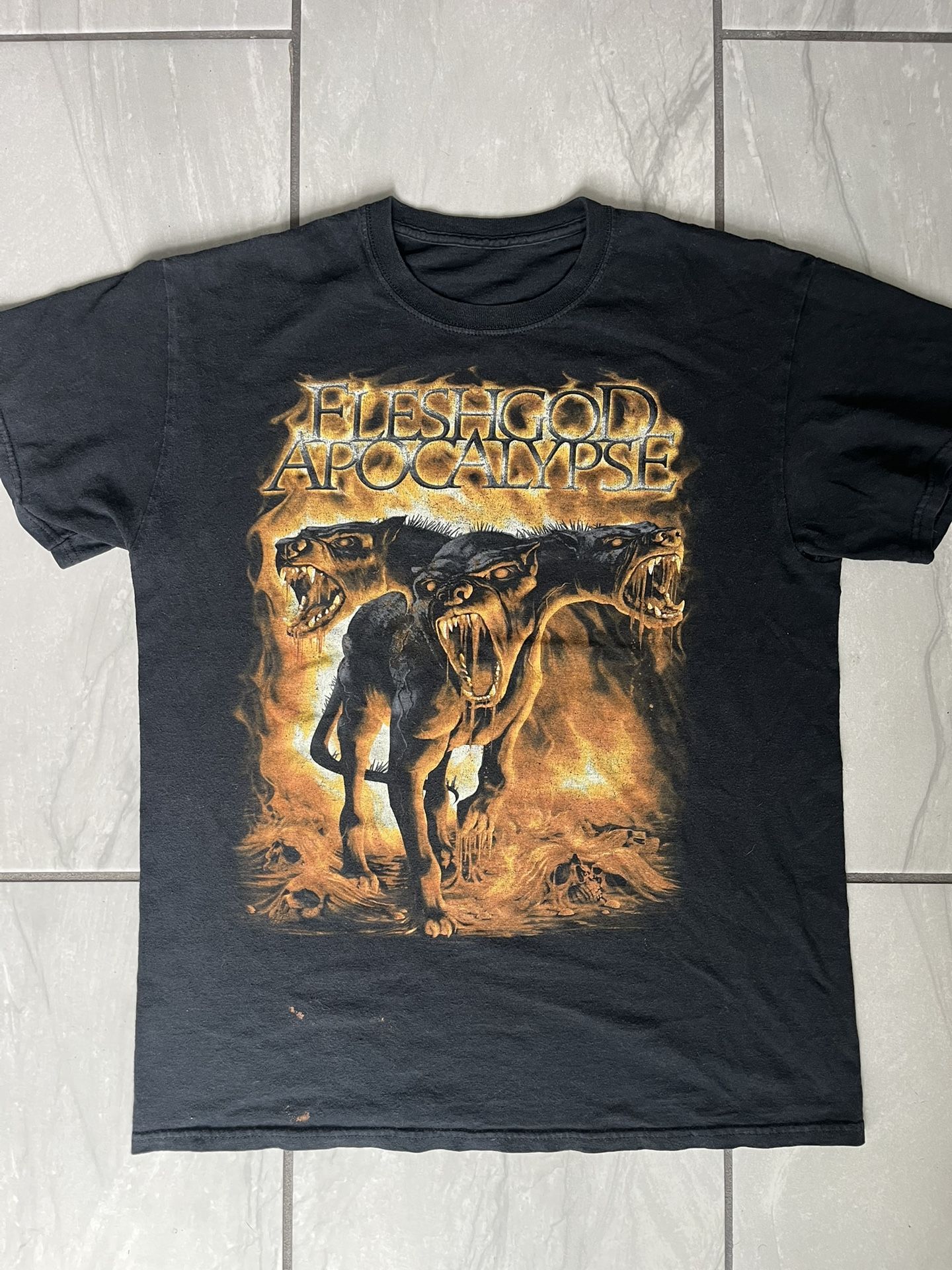 Vintage FLESHGOD APOCALYPSE Metal Band Music Dog Graphic John Huff Size Medium