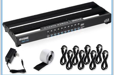 RVONE Guitar Pedal Board with Power Supply, 10 Isolated Outputs Aluminum Alloy Portable Board with Bag, Compact Mini Powered Pedalboard for Guitar Eff