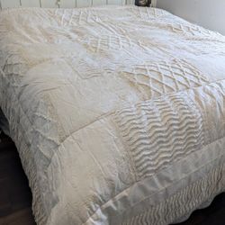 Beautiful Waverly Ivory Full Comforter Cottage W Textured Patterns Embroidery 