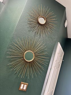 Gold Sunburst 3D Wall Art, 2pcs Heavy Metal