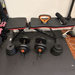 Barely Used Workout Bench And Weights