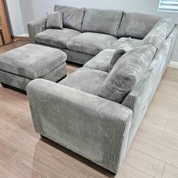 New 99x99 Corduroy Sectional Couch / Free Delivery 