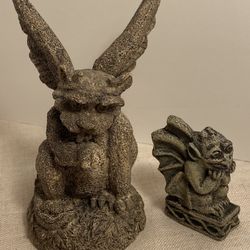 90s vintage Gargoyle Statue and Magnet figurine LOT gothic winged protector 1995