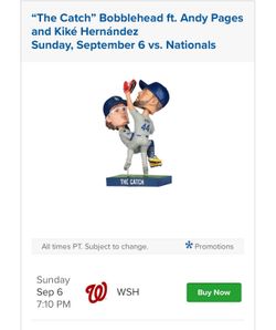 (2) Dodger tickets Andy Pages/Kike Hernandez bobblehead day