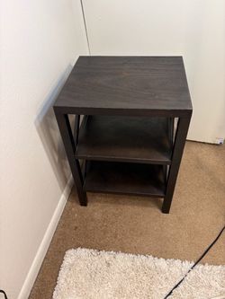Dark Brown Wood End Table with Shelves