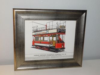 Vintage Framed Prescott-Pickup Tram Print - Paisley District Tramways Co. No. 68 by J.B. Edwards