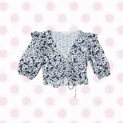 Topshop Floral Ruched Crop Top Size 2