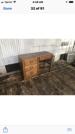 Heavy solid wood vintage desk 44 x 18 x30 tall