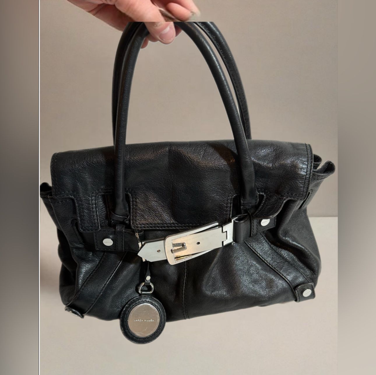 Karen Millen Black Large  Leather  Purse Satchel Handbag