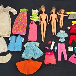 VINTAGE LOT - 1966 Barbie Doll - 1963 Skipper Doll - 1965 Tutti Doll - Clothes -