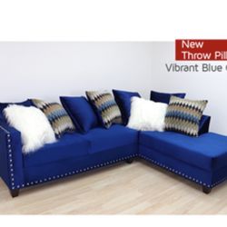 Gorgeous Blue Colored Sectional with Studs
