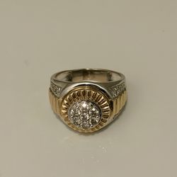 White yellow gold Rolex ring natural diamond