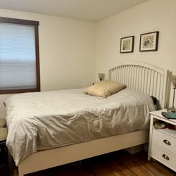 Ikea Queen bed frame -box spring - mattress 