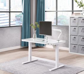Adjustable Height Sit/Stand Tech Desk, 47.3"L x 23.7"W x 29.4"- 47"H, White