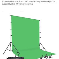 $65 Brand New Photo Video Studio 10 x12ft 100% Cotton Muslin Chromakey Green Screen Backdrop with 8.5 x 10ft Stand Photography Background Support Syst