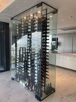 Glass wine cellar in all the measures