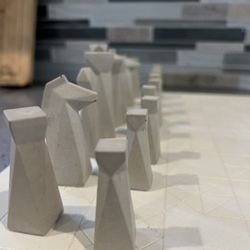 Modern Chess Set, Hand-poured Concrete