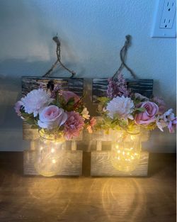 Rustic Grey Mason Jar Sconces for Home WallDecor Set