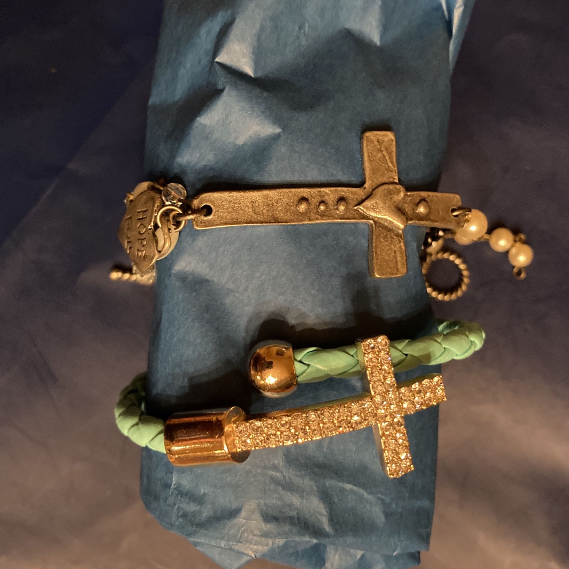 Womens Girls Jewelry Bracelets Crosses Easter Gift Photo Flash Doesnt Show Sparkle Shimmer On Bracelet Sorry! READ Set Nice Christmas Gifts