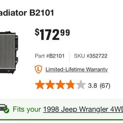 Radiator Brand New For Jeep Tj 